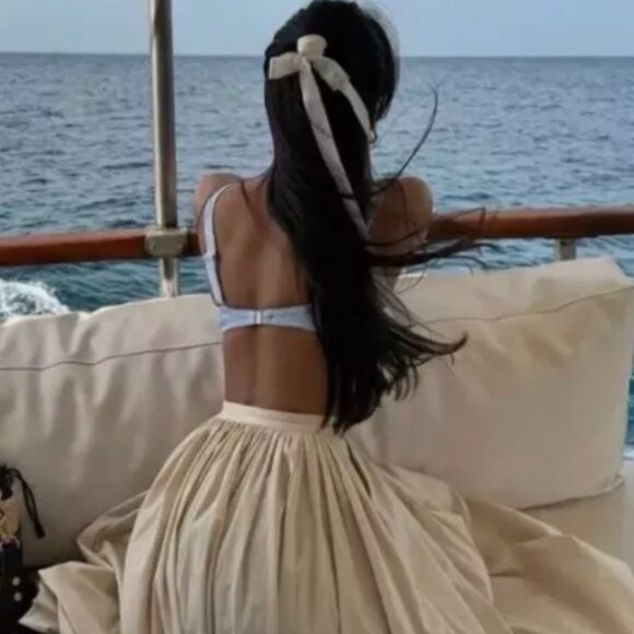 NWT ZARA RUFFLY WAIST SKIRT WHIT POCKETS - Picture 3 of 15